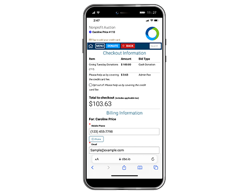Allow donors to make their bids and pay directly from their phones with ClickBid’s mobile bidding software.