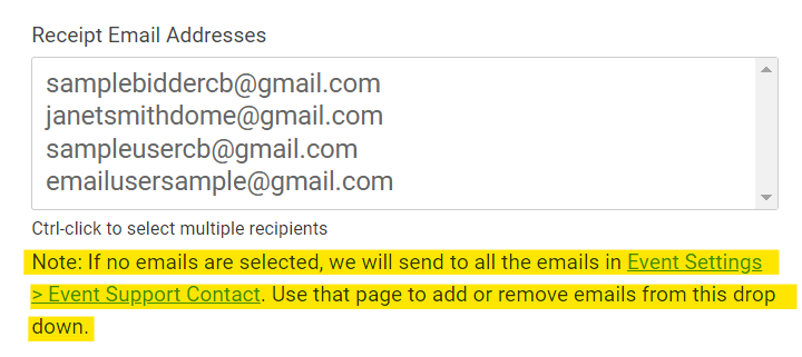 Receipt email